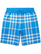Burberry - Straight-Leg Checked Wool and Silk-Blend Shorts - Blue