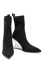 Balmain 95 Ribbed Stretch-knit Wedge Ankle Boots Black
