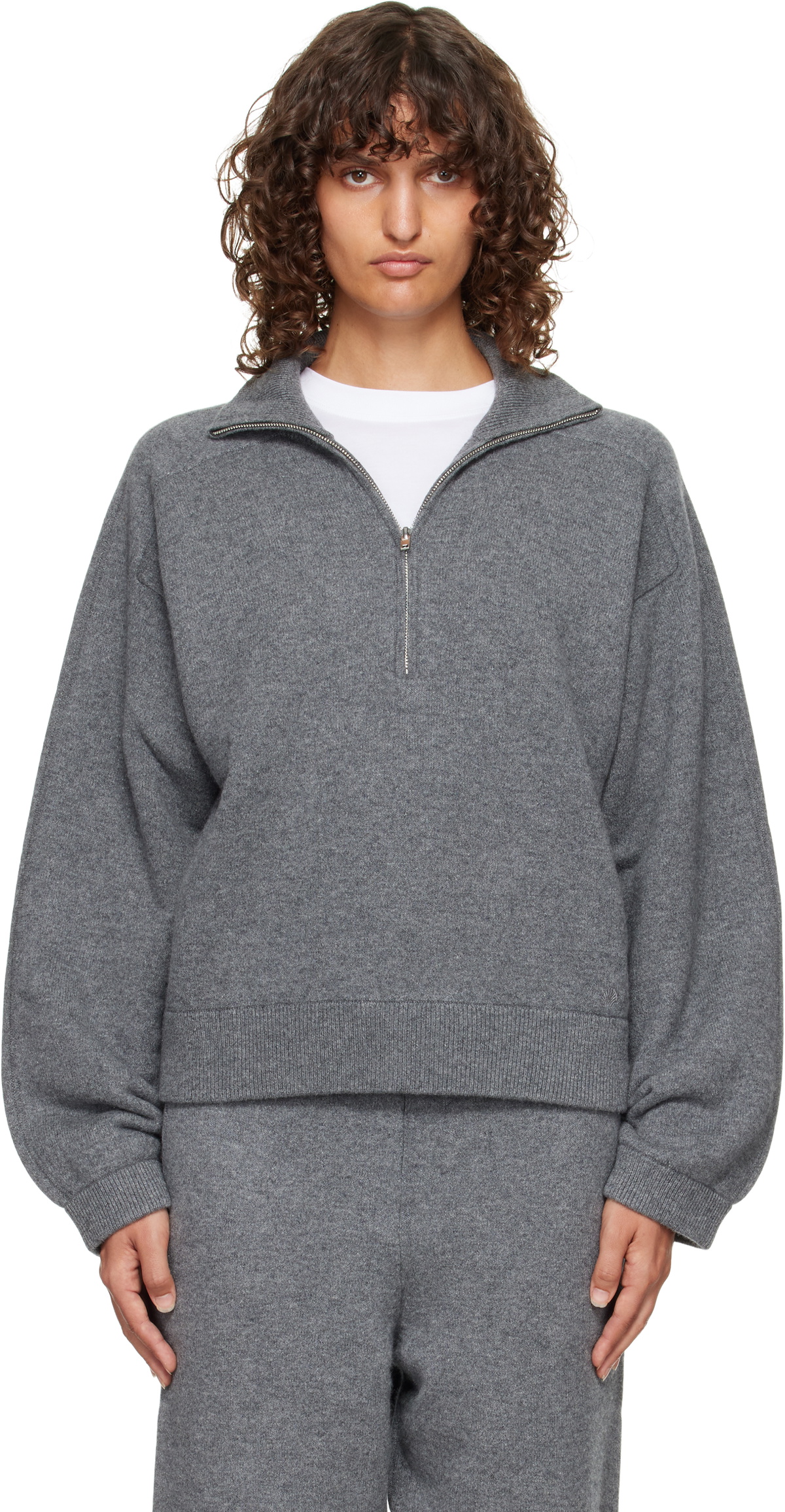Loulou de Saison Gray Dries Cashmere Zipped Sweater