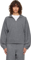 Loulou de Saison Gray Dries Cashmere Zipped Sweater