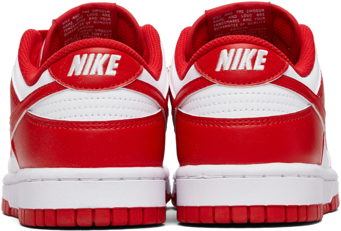 Nike White & Red Dunk Low Retro Sneakers