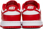 Nike White & Red Dunk Low Retro Sneakers
