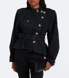 Balmain Belted asymmetric denim jacket