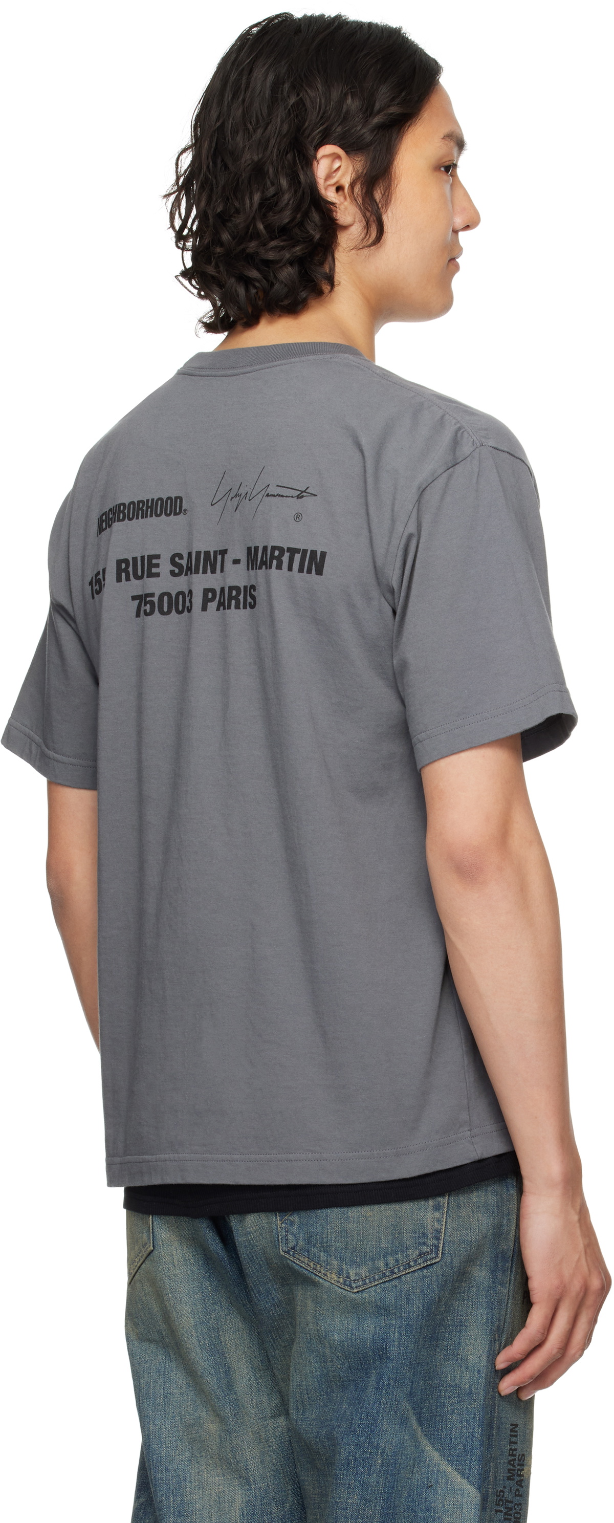YOHJI YAMAMOTO Gray NEIGHBORHOOD Edition SS Tee-2 T-shirt