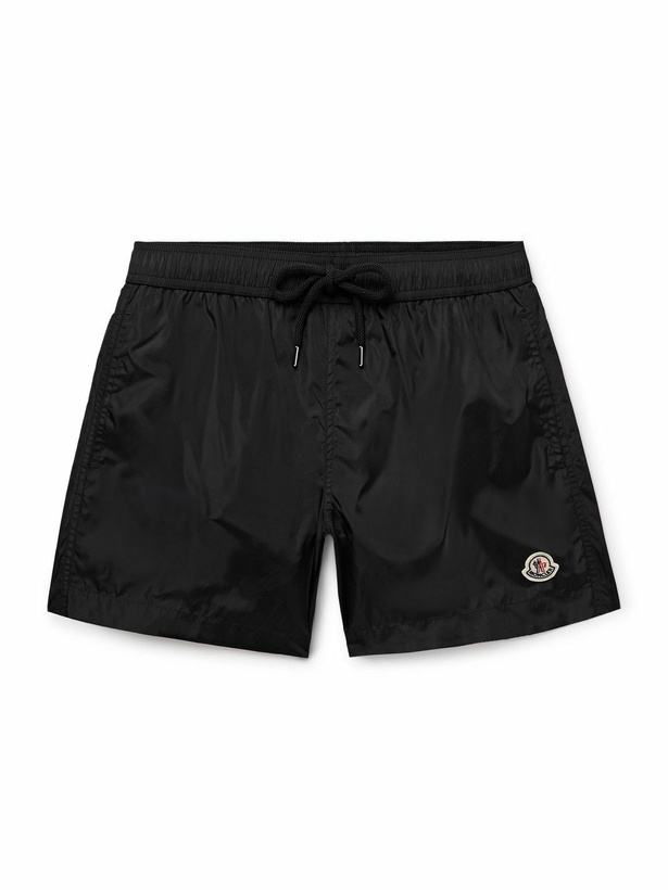 Photo: Moncler - Straight-Leg Mid-Length Logo-Appliquéd Swim Shorts - Black