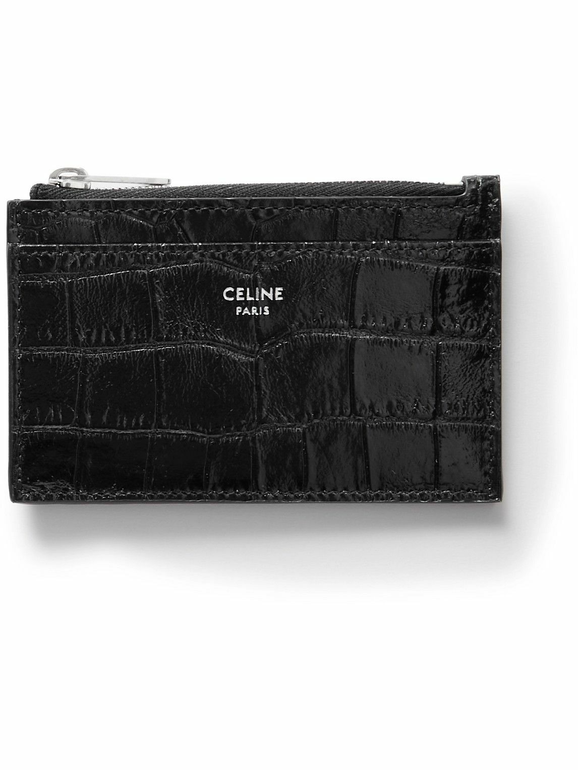 CELINE - Croc-Effect Leather Zipped Cardholder
