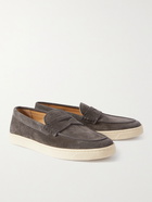 Brunello Cucinelli - Suede Penny Loafers - Gray