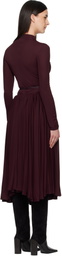 ALAÏA Burgundy Fit & Flare Maxi Dress