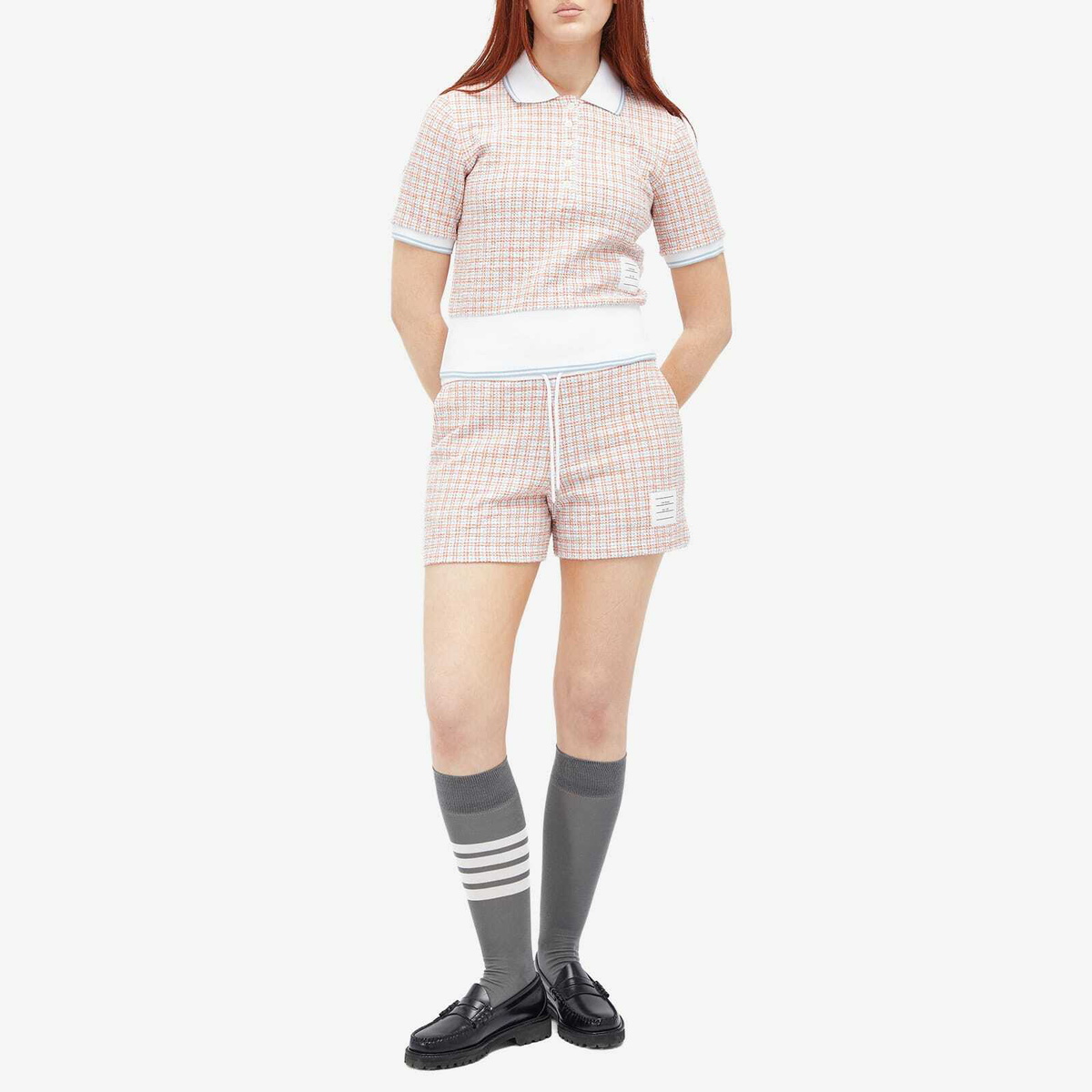 Thom Browne Women's Tweed Shorts in Orange
