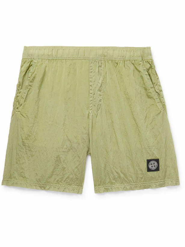 Photo: Stone Island - Mid-Length Logo-Appliquéd ECONYL Swim Shorts - Yellow