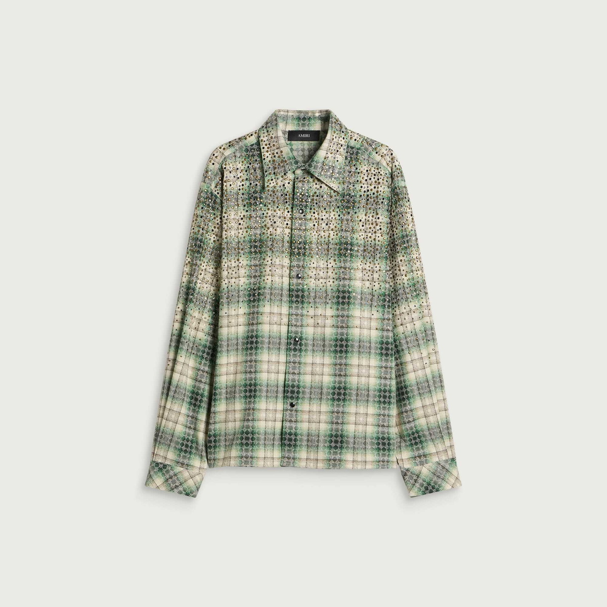 Amiri Men's Crystal Studded Western Flannel in Deep Teal
