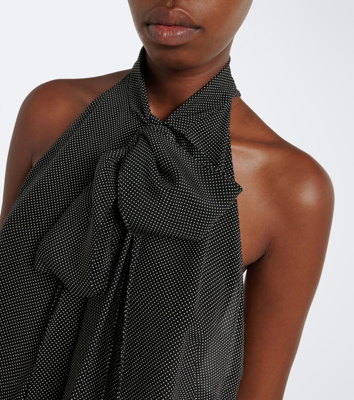 Tom Ford Polka-dot tie-neck silk crêpe de chine top