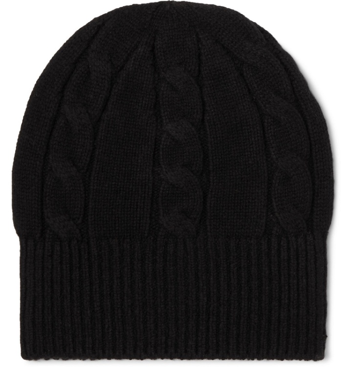 Photo: Anderson & Sheppard - Cable-Knit Wool Beanie - Black