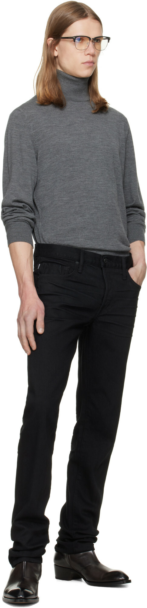 TOM FORD Gray Fine Gauge Pure Wool Turtleneck