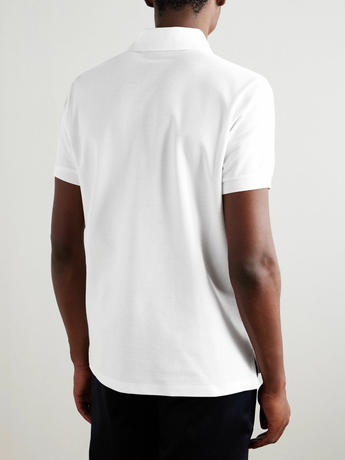 Dunhill - Logo-Embroidered Cotton-Piqué Polo Shirt - White