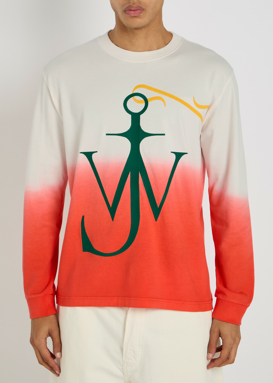 JW Anderson Dip Dye Anchor Embroidered Cotton T-shirt Multicoloured 1