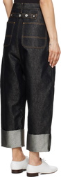 Junya Watanabe Black Cotton Cupro Glitter Denim Jeans