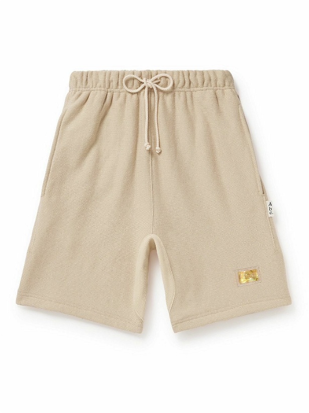 Photo: Abc. 123. - Straight-Leg Logo-Appliquéd Cotton-Jersey Drawstring Shorts - Neutrals