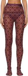 Marine Serre Burgundy Moonogram Mesh Flock Tights
