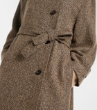 Brunello Cucinelli Belted herringbone wool-blend coat