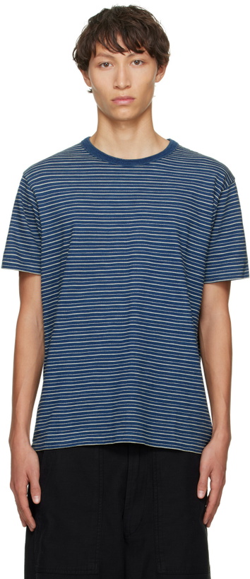 Photo: RRL Navy & White Striped Cotton Jersey T-shirt