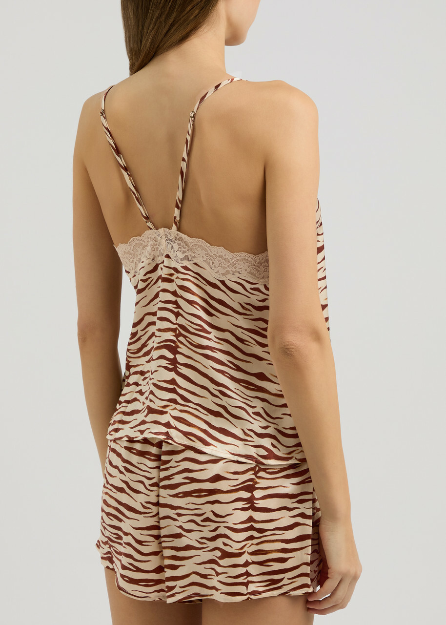 Love Stories Pip Zebra-print Silk-satin Camisole Cream