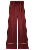 Roksanda Nael Wide-leg Satin Trousers Burgundy