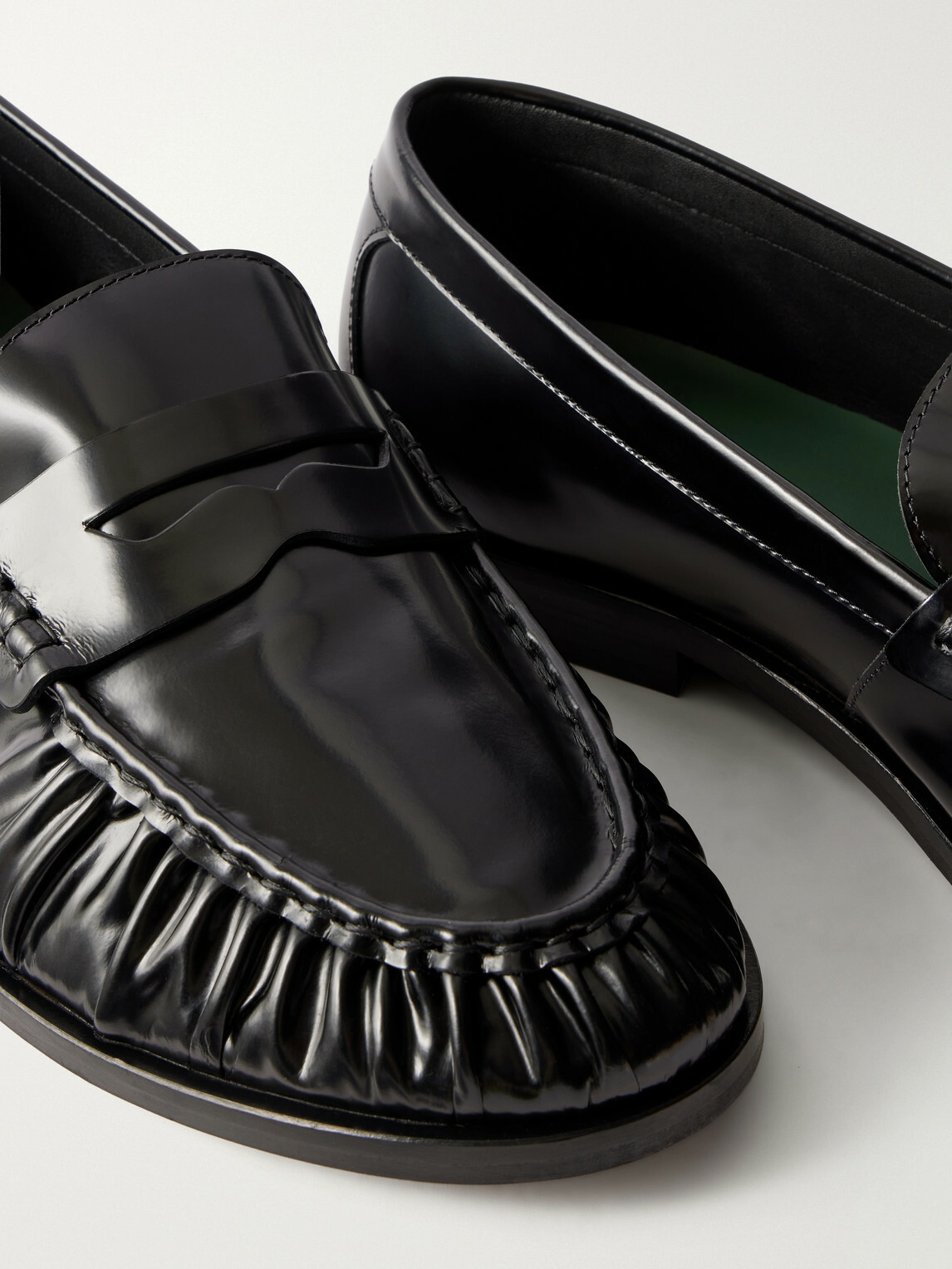 VINNY's - Louee Gathered Leather Loafers - Black