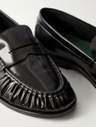 VINNY's - Louee Gathered Leather Loafers - Black