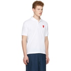 Comme des Garcons Play White Long Heart Patch Polo