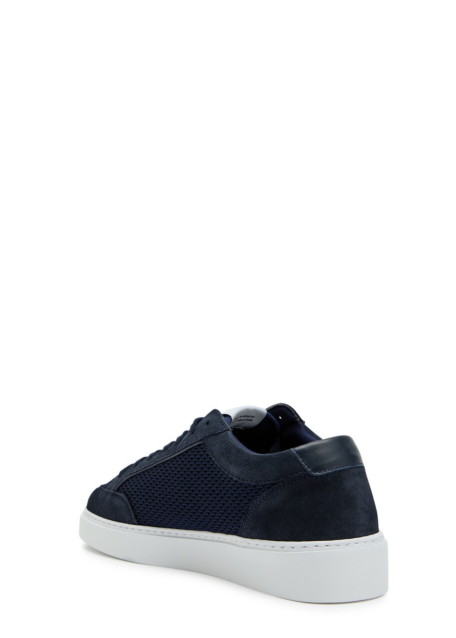 Cleens Luxor Slim Panelled Mesh-knit Sneakers Navy