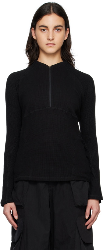 Photo: Hyein Seo Black Half-Zip Sweater