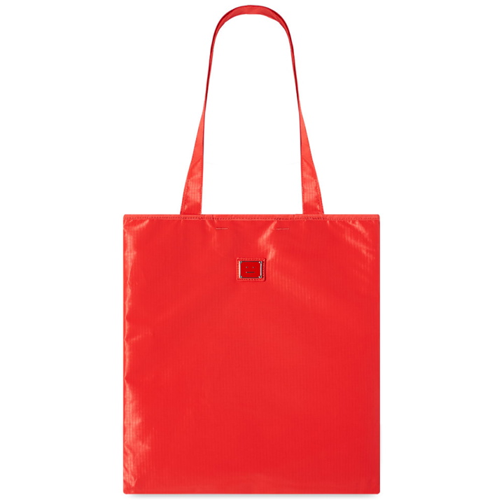 Photo: Acne Studios Men's Awen Plaque Face Tote Bag in Red