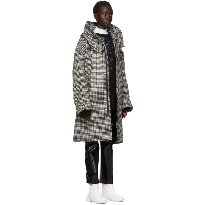 Raf Simons Black and White Houndstooth Padded Parka Raf Simons