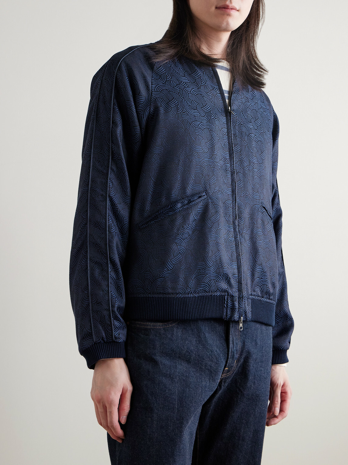 Blue Blue Japan - Satin-Jacquard Bomber Jacket - Blue