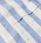 Drake's - Cutaway-Collar Striped Linen Shirt - Blue