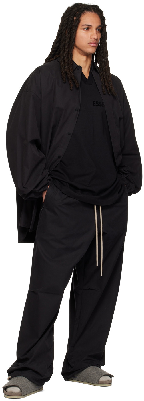 Essentials Black Spread Collar Shirt