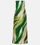 Christopher Esber Strapless printed silk gown