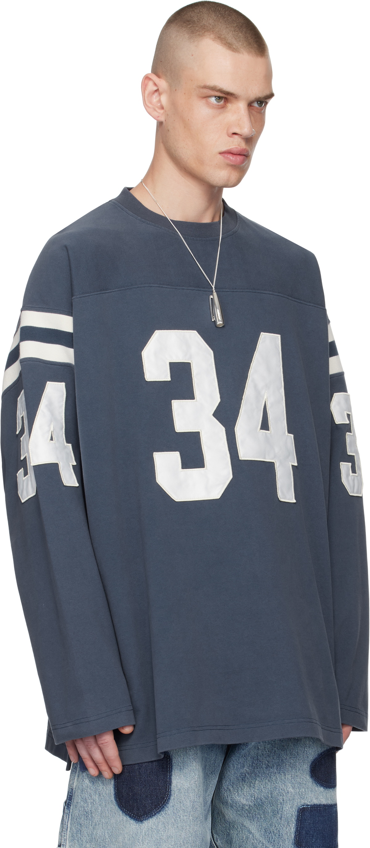 AMBUSH Navy Football L-S T-shirt