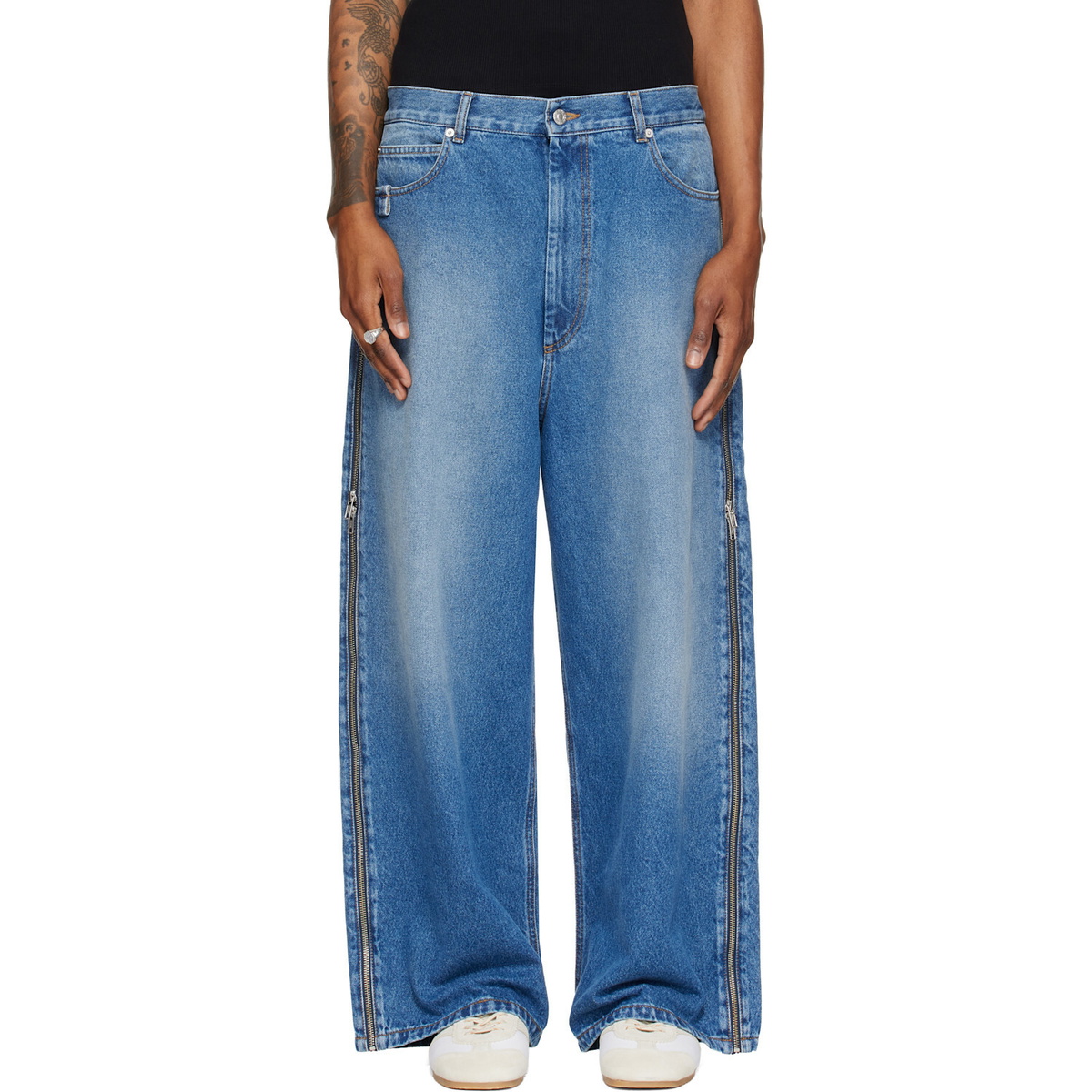 LU'U DAN Blue Side Zip Jeans