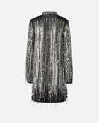 Pinko Mini Dress With Sequins And Fringing Black/Silver