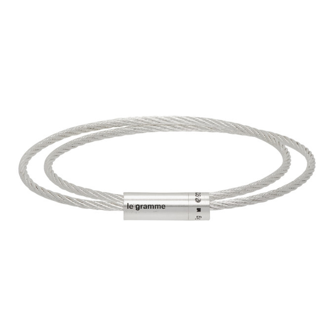 Photo: Le Gramme Silver Slick Brushed Le 9 Grammes Double Turn Cable Bracelet