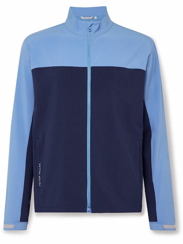 Photo: Peter Millar - Dunes Logo-Print Colour-Block Stretch-Jersey Golf Jacket - Blue
