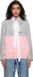 Comme des Garçons Girl Gray & Pink Paneled Blazer