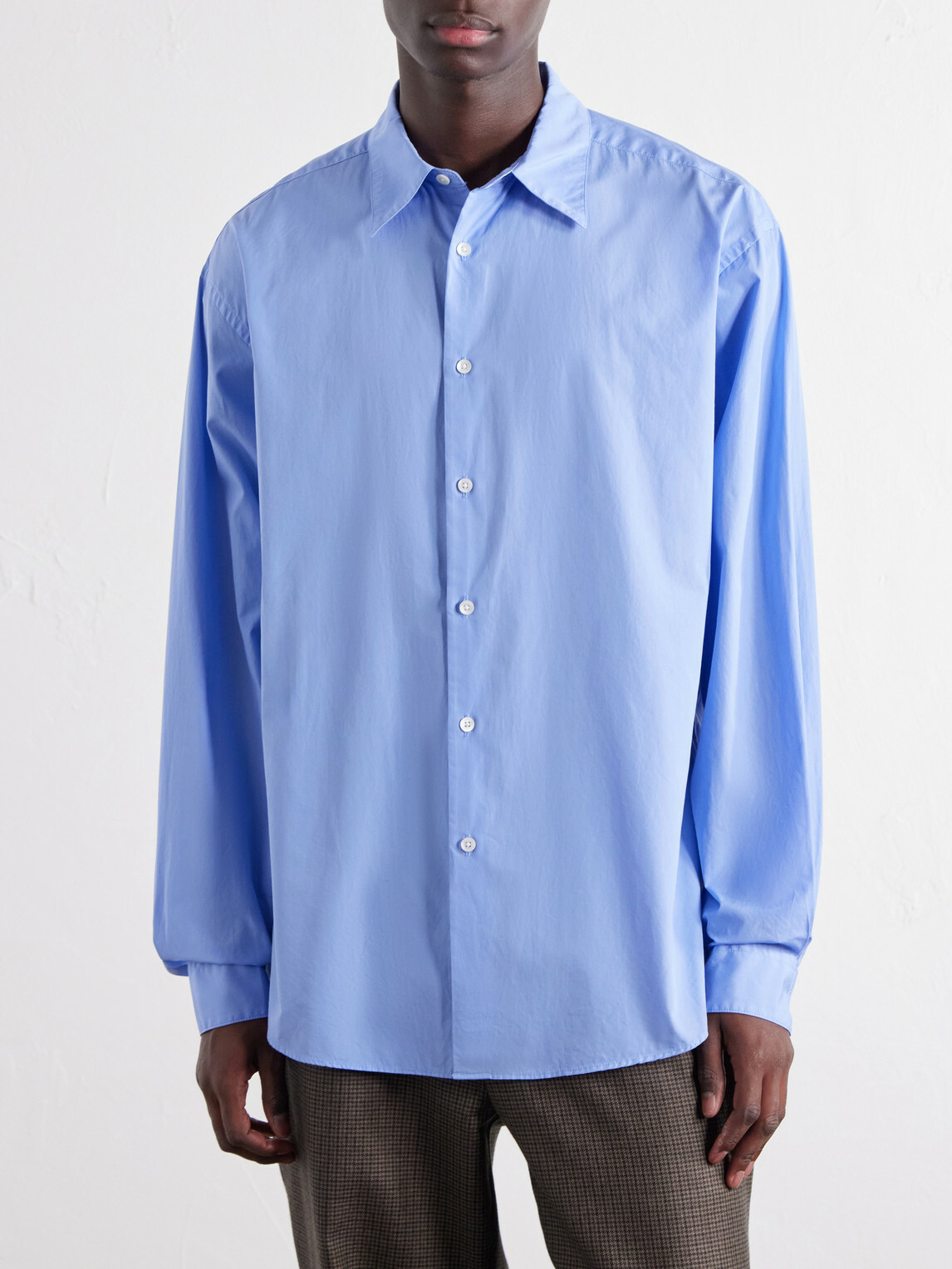 YOKE - Classic-Collar Cotton-Poplin Shirt - Blue