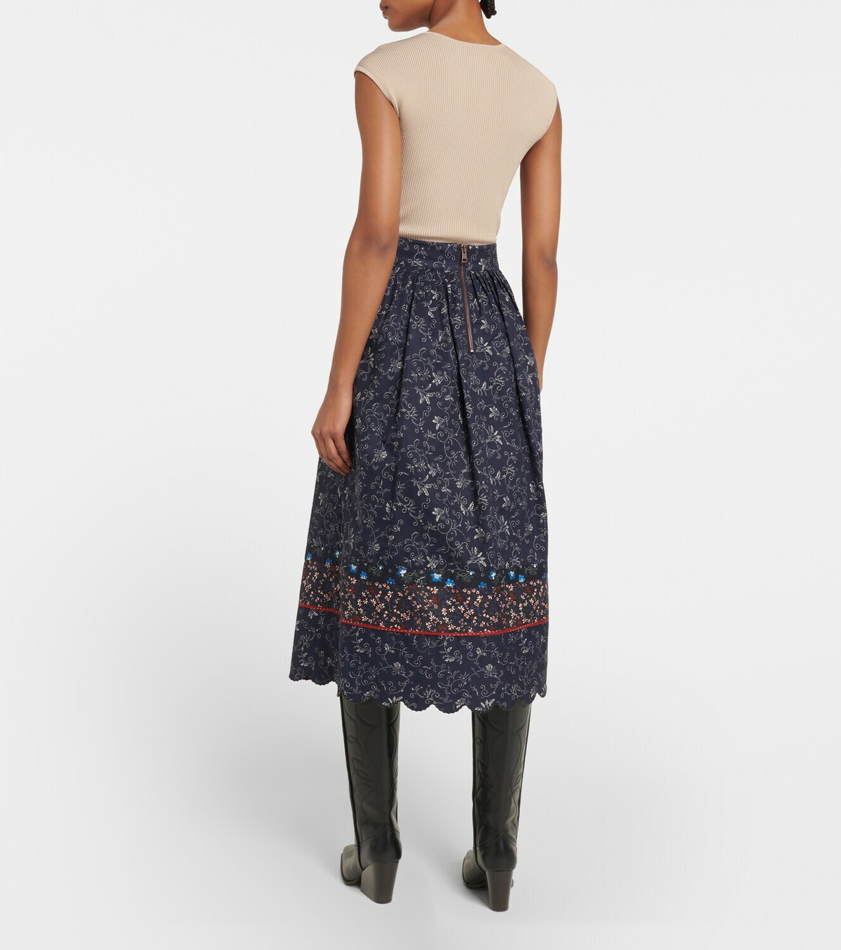 See By Chloé Floral cotton midi skirt See by Chloe