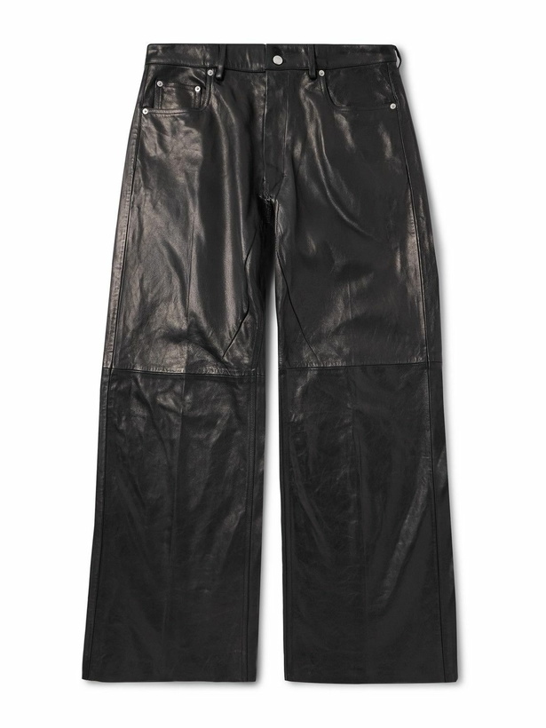 Photo: Rick Owens - Geth Wide-Leg Panelled Leather Trousers - Black