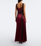 Rodarte Ruched lace-trimmed silk satin gown