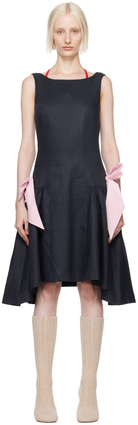 Caro Editions Navy Margrethe Midi Dress