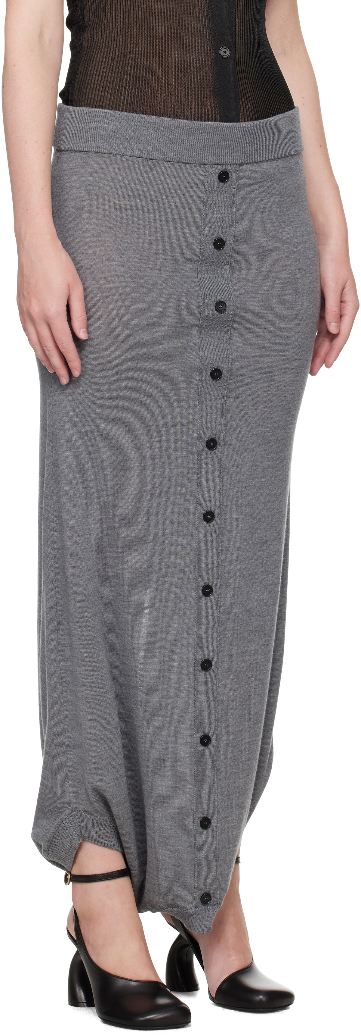 ALAINPAUL Gray Knit Fuseau Maxi Skirt